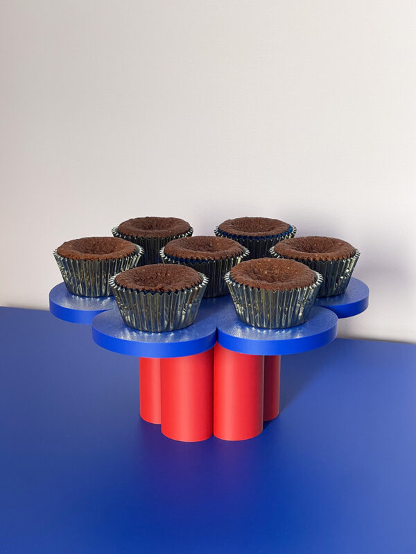 patera kwiatek czerwono kobaltowa z babeczkami